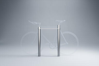 Eleven Bike Rack in cast-in-place configuration with all elements in stainless