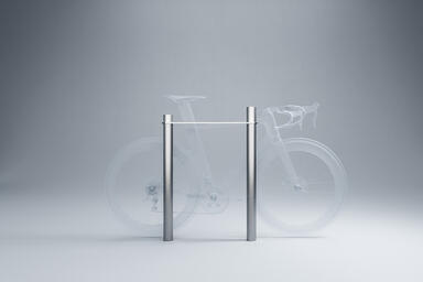 Eleven Bike Rack in cast-in-place configuration with all elements in stainless