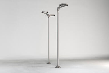 Aptos Pedestrian shown in single and double luminaire configurations