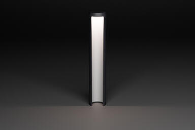 Radia Solar Bollard with body in Cool Grey Texture powdercoat and cove interior