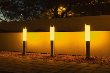 Light Column Bollards in Stainless Steel with Satin finish shown in RGBW