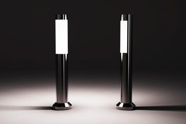 Light Column Bollard and Light Column Bollard shown with 180 degree Solid shield