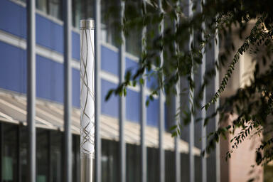 Light Column Pedestrian Lighting shown with 360 degree Ribbon shield