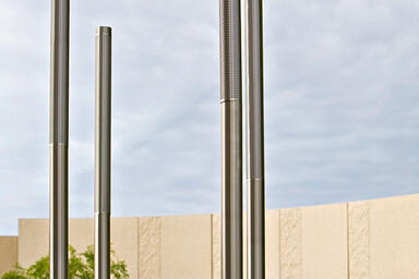Light Column Pedestrian Lighting shown with 360 degree custom perforated shields