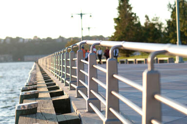 Custom Stainless Steel railing system at the Hudson River in New York, New York