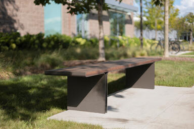 Flight Bench in 8ft, backless configuration with Slate Texture powdercoated
