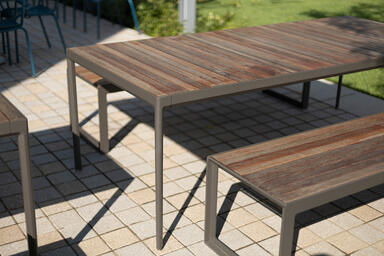 Avivo Table, 40x90&quot;, with Slate Texture powdercoat and FSC&reg; 100% Cumaru hardwood