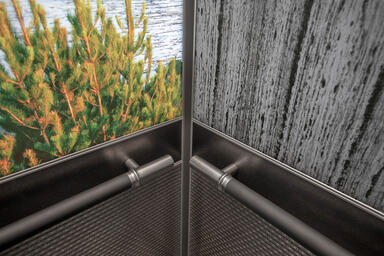 LEVELe-105 Elevator Interior with LightPlane Panels in ViviSpectra Zoom glass wi