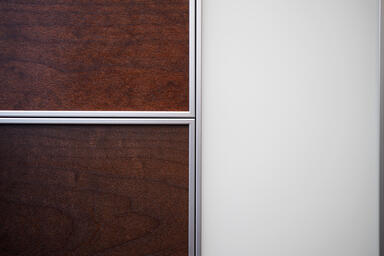 Capture panels in custom American Cherry with Dark Mahogany Stain wood veneer