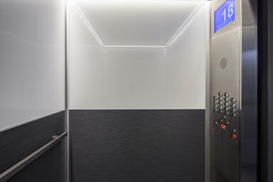 LEVELe-104 Elevator Interior with customized panel layout, Capture panels 