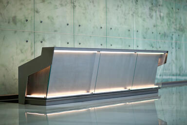 Reception desk in Stainless Steel with Mist finish