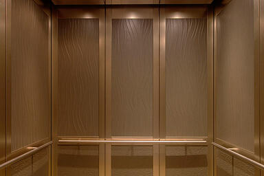 LEVELc-2000 Elevator Interior with upper insets in Bonded Nickel Silver