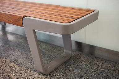 Circuit Bench shown with Argento Texture powdercoated frame and FSC&reg; Recycled