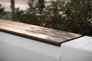 Apex Bench shown with FSC 100% hardwood slats, custom bench length