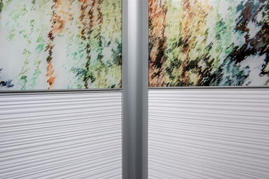 LEVELe-104 Elevator Interior with Minimal panels in ViviSpectra Spectrum glass w