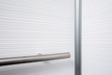LEVELe-104 Elevator Interior with Minimal panels in Bonded Quartz, White with Lo