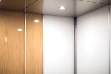 LEVELe-106 Elevator Interior with customized panel layout; panels in ViviSpectra