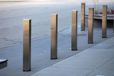 Rincon Bollards in Stainless Steel with Satin finish shown with horizontal