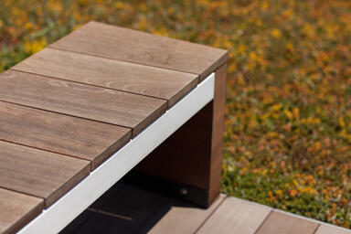 Duo Bench shown with White Texture powdercoated frame and FSC&reg; 100% 