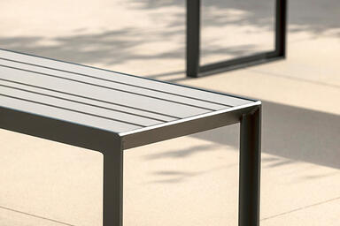 Dash Benches shown with frames in Slate Texture powdercoat and seats in TENSL Ul
