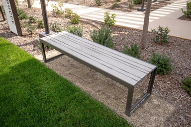 Dash Bench shown with frame in Slate Texture powdercoat and seat in TENSL Ultra 