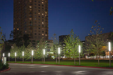 Light Column Pedestrian Lighting at BBVA Compass Plaza, Houston, Texas
