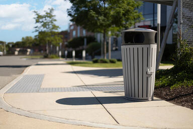 Dispatch Litter &amp; Recycling Receptacle in single-stream configuration with Slate
