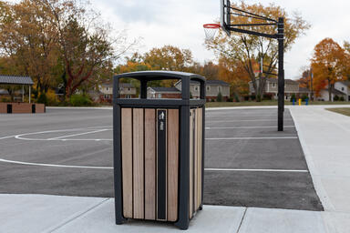 Cordia Litter &amp; Recycling Receptacle in single-stream configuration