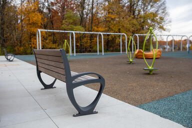 Trio Benches in 6-foot backed configuration with Dark Grey Metallic Texture