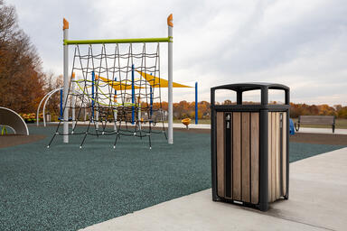 Cordia Litter &amp; Recycling Receptacle in single-stream configuration