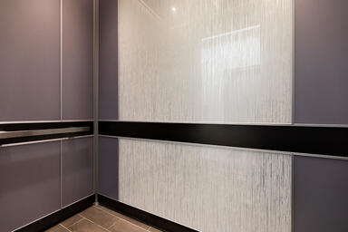 LEVELe-102 Elevator Interior with customized panel layout; Capture panels in Viv