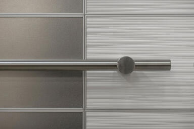 LEVELe-103 Elevator Interior with main panels in Stainless Steel with Seastone 