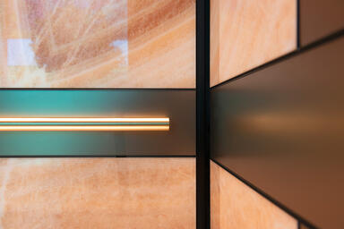 Detail of LEVELe-103 Elevator Interior with customized panel layout; Minimal