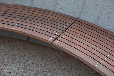 Custom Bench with FSC&reg; 100% hardwood slats at Cal Poly Pomona, Pomona, Calif