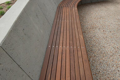 Custom Bench with FSC® 100% Ipé hardwood slats at Cal Poly Pomona, Pomona, Calif