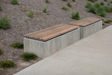 Knight Benches shown in backless configuration with Aluminum Texture powdercoate