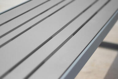 Dash Bench detail showing frame in Silver Texture powdercoat and seat in TENSL