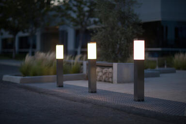 Rincon Bollards shown in Stainless Steel with Satin finish at Private Location