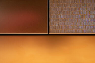 Detail of LEVELe-105 Elevator Interior panels in Fused Bronze with Seastone