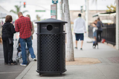 Urban Renaissance Litter &amp; Recycling Receptacle shown in split-stream