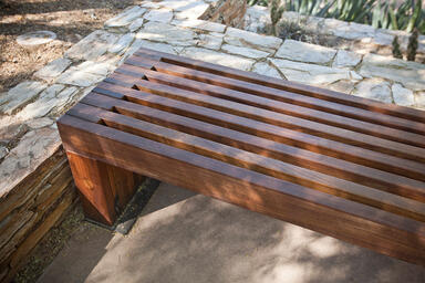 Hudson Bench: 8 foot, surface mount configuration. FSC 100% hardwood slats.