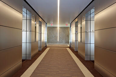 LEVELe Wall Cladding System with Float panels shown in Stainless Steel Satin 
