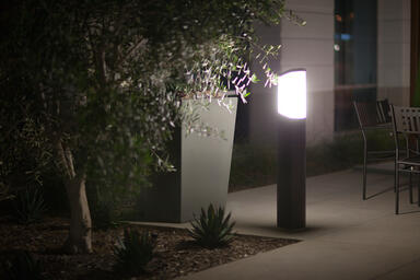 Trio Bollard shown with Slate Texture powdercoat at Foothill Plaza