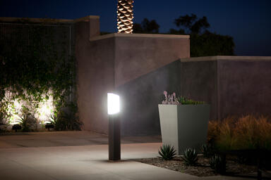 Trio Bollard shown with Slate Texture powdercoat at Foothill Plaza