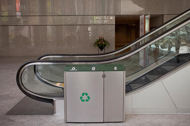 Transit Litter &amp; Recycling Receptacle shown with Sandstone Stainless Steel body 