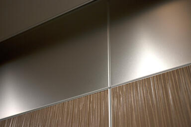 LEVELe-106 Elevator Interior with panels in Bonded Bronze with Natural Patina