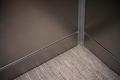 LEVELe-106 Elevator Interior with panels in Stainless Steel, Seastone finish 