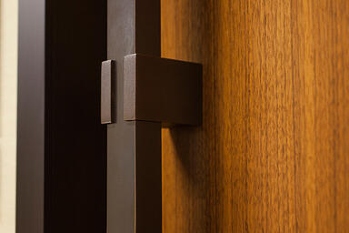 Quadrant Door Pull with Clamp standoff in Stippled Oil-Rubbed Bronze 