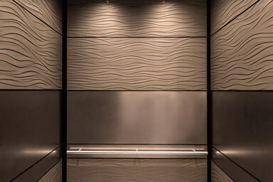 LEVELe-104A Elevator Interior; panels in Bonded Nickel Silver 