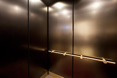 LEVELc-1000A Elevator Interior in Fused Nickel Silver with Linen finish